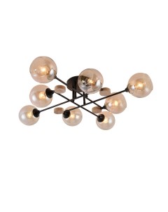 Светильник подвесной (М) MH-1491B/8 BK+WOOD 8х60Вт Е27 Mirastyle