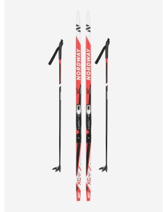 Комплект лыжный детский лыжи палки крепления Красный Nordway