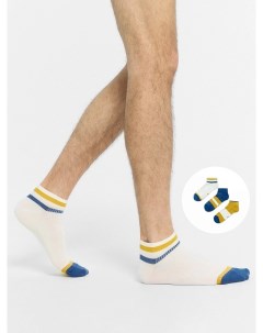 Носки мужские набор 3 пары в желтом цвете с полосками и цветным мыском Mark formelle