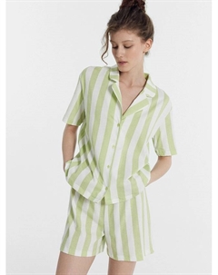 Комплект женский (рубашка, шорты) фисташковый в полоску Mark formelle