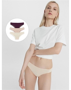 Трусы женские бразилиана мультипак (3 шт.) в бежевом цвете Mark formelle