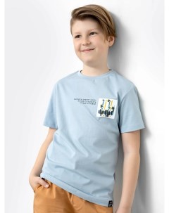 Хлопковая футболка с иллюстрацией нейросети для мальчиков в голубом цвете Mark formelle
