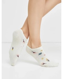 Укороченные женские носки белого цвета с изображением цветов Mark formelle