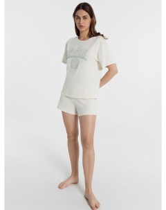 Комплект женский джемпер шорты бежевый с печатью Mark formelle
