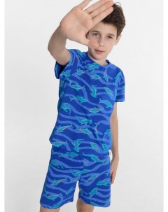 Комплект для мальчиков футболка шорты синий с рыбками Mark formelle