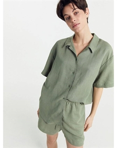 Комплект женский (жакет, шорты) зеленый изо льна и вискозы Mark formelle