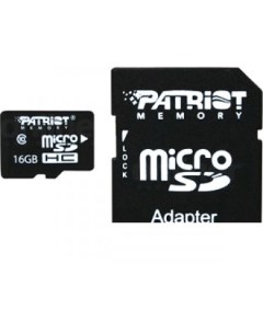 Карта памяти microSDHC Class 10 16 Гб адаптер PSF16GMCSDHC10 Patriot