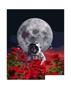 Картина по номерам Космонавт посреди цветов VA 3592 Kolibriki