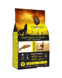 Сухой корм для собак Adult Mini Breeds Fresh Salmon Chicken для мелких пород с лососем и курицей 6 к Ambrosia