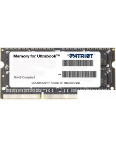 Оперативная память Memory for Ultrabook 4GB DDR3 SO DIMM PC3 12800 PSD34G1600L2S Patriot