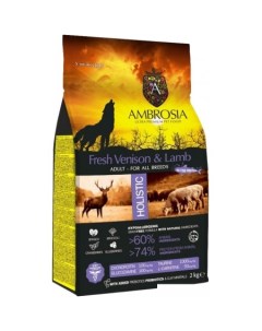 Сухой корм для собак Adult All Breeds Fresh Venison Lamb для всех пород с олениной и ягненком 2 кг Ambrosia