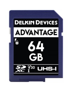 Карта памяти SDXC Advantage UHS I 64GB Delkin devices