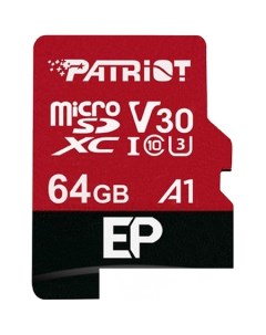 Карта памяти microSDXC EP Series PEF64GEP31MCX 64GB с адаптером Patriot