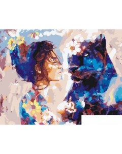 Картина по номерам Девушка и пантера VA 0066 Kolibriki