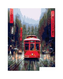Картина по номерам Трамвай в дождливом Токио p54801 Red panda