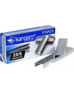 Скобы канцелярские 23 6 1000 шт металлик Kangaro
