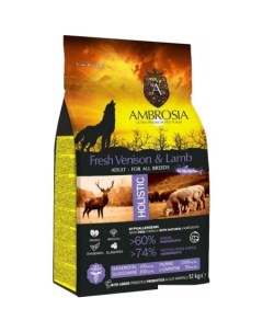 Сухой корм для собак Adult All Breeds Fresh Venison Lamb для всех пород с олениной и ягненком 12 кг Ambrosia