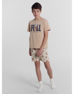 Комплект для мальчиков футболка шорты песочно бежевый с медведями Mark formelle