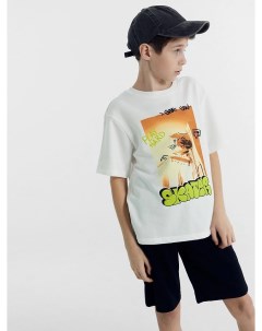 Комплект для мальчиков футболка шорты бело черный с печатью Mark formelle