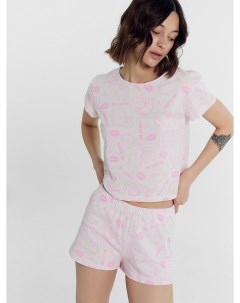 Комплект женский джемпер шорты розовый с капибарами Mark formelle