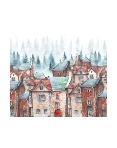 Фотообои листовые ФабрикаФресок Акварельные Домики для детей / 123265 Фабрикафресок