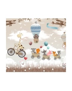 Фотообои листовые ФабрикаФресок Жираф с друзьями на велосипеде / 773270 Фабрикафресок