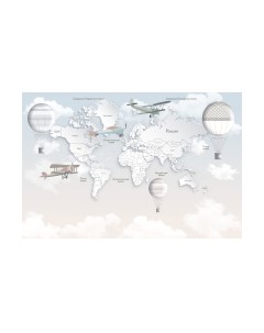 Фотообои листовые ФабрикаФресок Детская карта светлая с воздушными шарами / 334265 Фабрикафресок