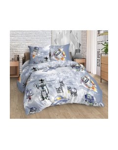 Комплект постельного белья Milanika Город роботов 1.5сп подростковый с наволочкой 70x70 Миланика