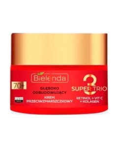 Крем для лица Bielenda Super Trio Retinol+Vit C+Kolagen 70+ Глубоко восстанавливающий
