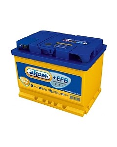 Автомобильный аккумулятор AKOM 6СТ-62 Евро+EFB Akom