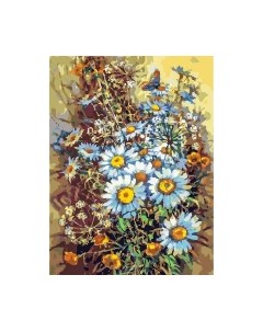 Картина по номерам БЕЛОСНЕЖКА Букет с ромашками и бабочкой / 249-AS Белоснежка