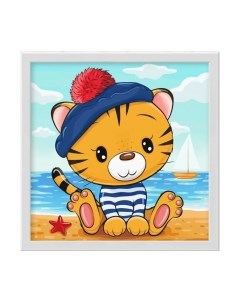 Набор алмазной вышивки Тигренок на море / АЖ-1940 Алмазная живопись