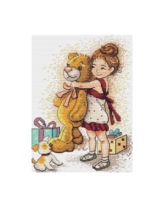 Набор для вышивания Девочка с мишкой / М-632М М.п.студия