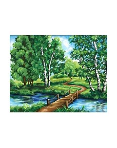 Набор алмазной вышивки Березы у реки / АЖ-1627 Алмазная живопись