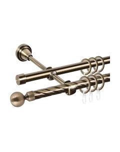 Карниз для штор АС ФОРОС Grace D16K/16Г + заглушка Шар малый Ас форос