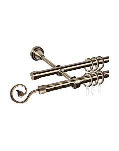 Карниз для штор АС ФОРОС Grace D16K/16Г + наконечники Завиток одинарный Ас форос