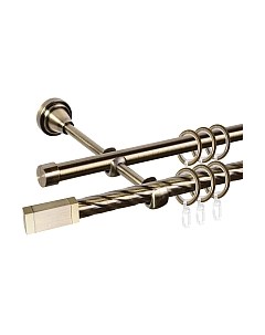Карниз для штор АС ФОРОС Grace D16K/16Г составной + наконечники Квадро золото Ас форос