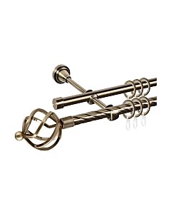 Карниз для штор АС ФОРОС Grace D16K/16Г составной + наконечники Булава Ас форос