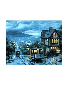 Набор алмазной вышивки Ночной трамвай / WD104 Wizardi