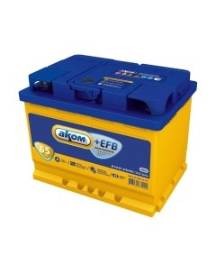 Автомобильный аккумулятор AKOM 6СТ-65 Евро+EFB Akom