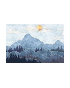 Фотообои листовые Vimala Рисованные горы синие