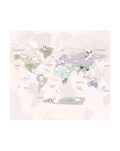 Фотообои листовые Vimala Детская карта с животными 3