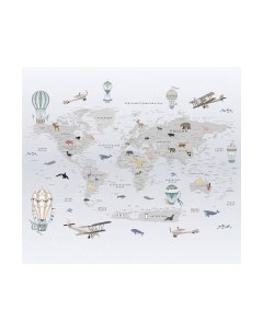 Фотообои листовые Vimala Серая карта мира 2