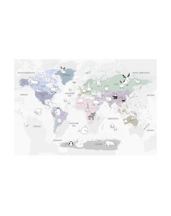 Фотообои листовые Vimala Детская карта с животными