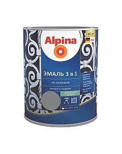 Эмаль Alpina По ржавчине 3 в 1 RAL9023