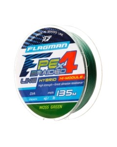 Леска плетеная Flagman Fishing PE Hybrid F4 135m MossGreen 0.08mm. 3.6кг/8lb / 26135-008 Flagman fishing