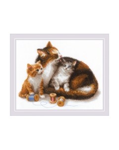 Набор для вышивания Кошка с котятами / 1811 Риолис