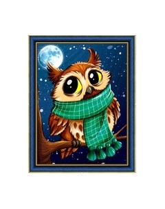 Набор алмазной вышивки Совенок в шарфе / АЖ-1908 Алмазная живопись