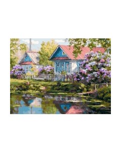 Картина по номерам БЕЛОСНЕЖКА Дом у пруда / 959-AS Белоснежка