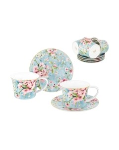 Набор для чая/кофе Elan Gallery Яблоневый цвет на голубом / 420438 Elan gallery